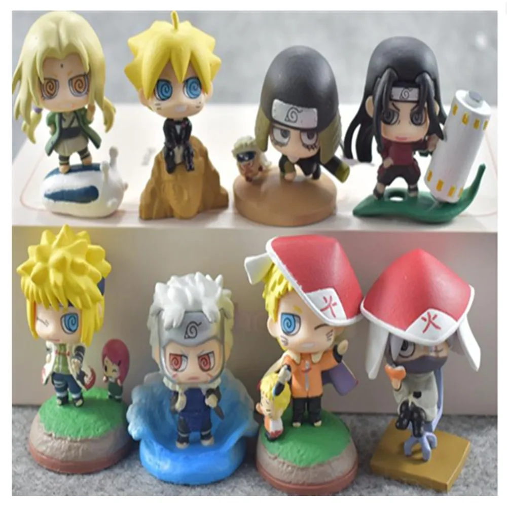 2 Pcs Lot Cartoon Naruto Action Figure Cute Kakashi Namikaze