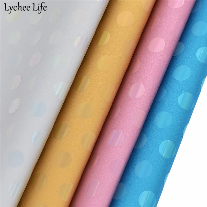 Lychee Life 29x21 см голографические точки искусственная кожа ткань красочные ПУ ткань DIY Домашняя одежда швейная одежда аксессуары поставки