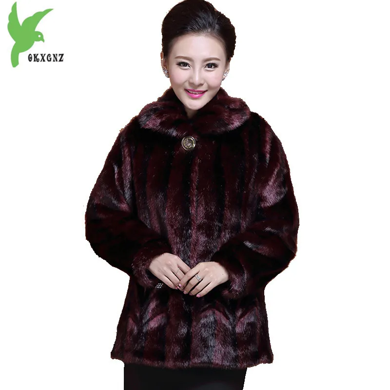 New Middle aged font b Women b font Winter Imitation Mink Fur Coat Plus Size Fashion