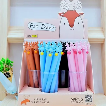 

40pcs/lot Korean Stationery Cute Cartoon Creative Fat Deer Gel Pen Unisex Sign Pen Roller Ball Pen Office School Supplies