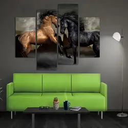 Холст картины на стене, в искусстве 4 Панель Современные холст печатных Wall Art Большая Лошадь картина домашнего декора для гостиной без рамки