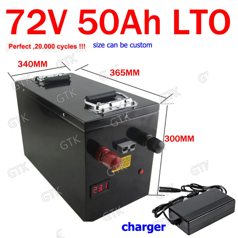 

GTK Lithium titanate 72V 50AH LTO battery with 80A BMS for 3500W 5000W bike scooter Forklift motorcycle Tricycle +10A charger