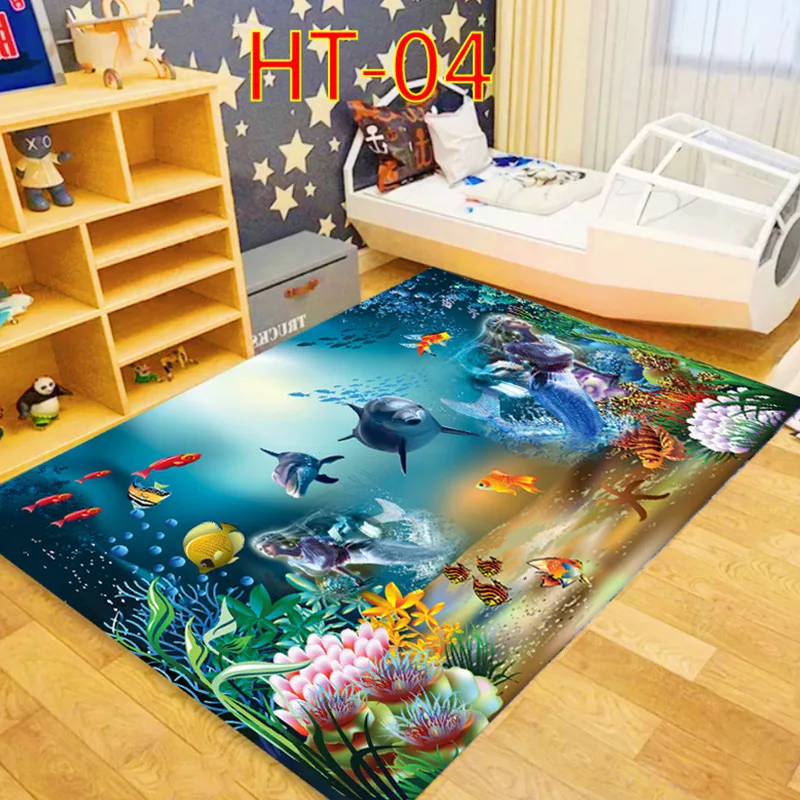 Blue Sea ocean Mediterranean Style 3D Carpets for Living Room Bedroom Area Rugs Coffee Table Sofa Bed Floor Mat Hallway Carpet
