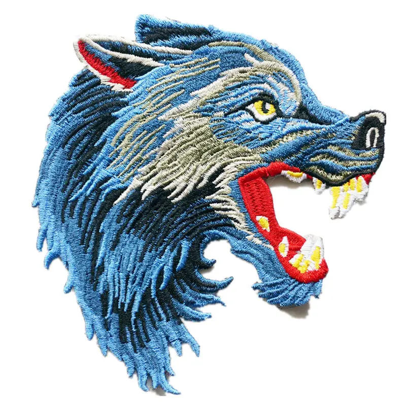 

Sew Embroidery Patch Blue Wolf Beast Patches Badges For Bag Jeans Hat T Shirt DIY Appliques Craft Decoration