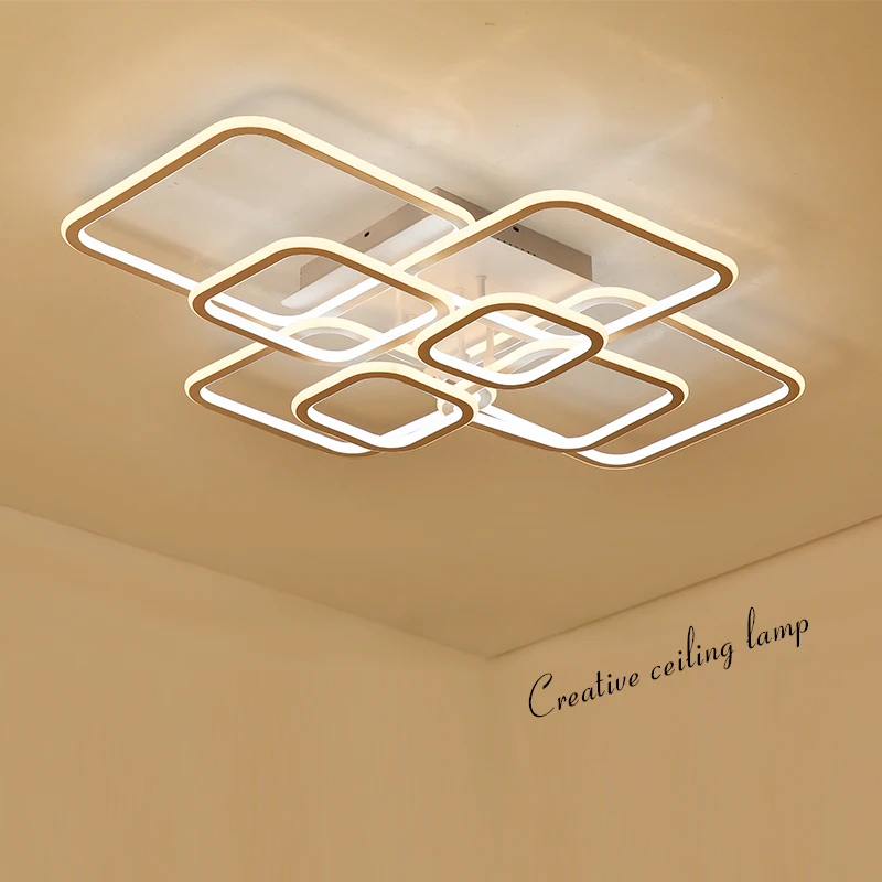 

Double Glow High Brightness modern led Chandelier for living room bedroom Square Circle Rings avize Ceiling Chandelier Fixtures