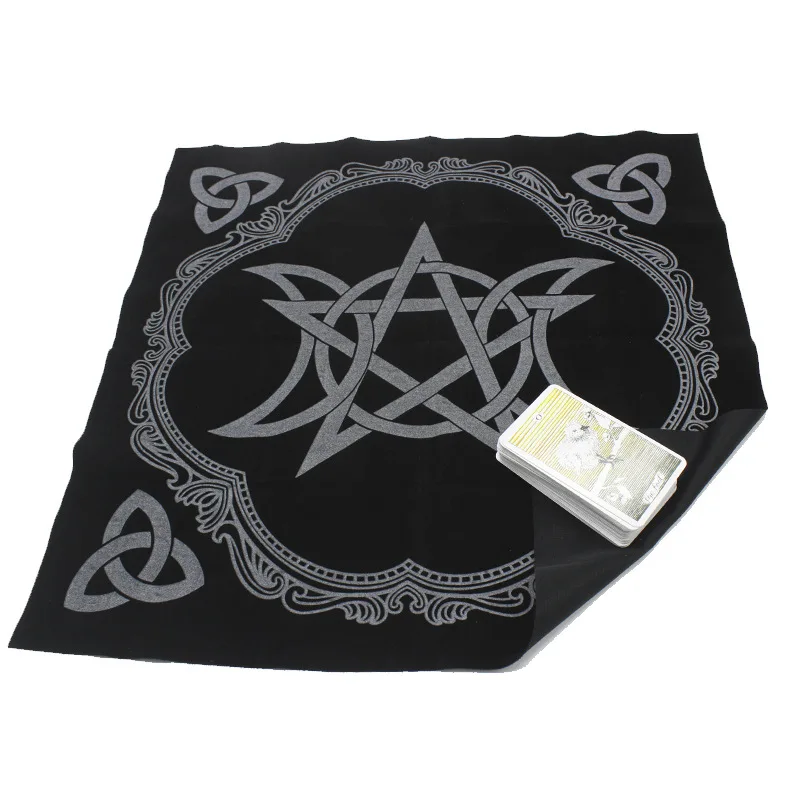 

49*49 cm Tarot special tablecloth Black flannel tablecloth Board Game Triple Moon Pentagram Altar Cloth Divination tablecloth