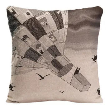 

Hot Air Balloon Cushion Cover Decorative Pillow For Sofa Car Covers Birds Cat Pillow Case Cotton Linen Home Decor Pillowcase