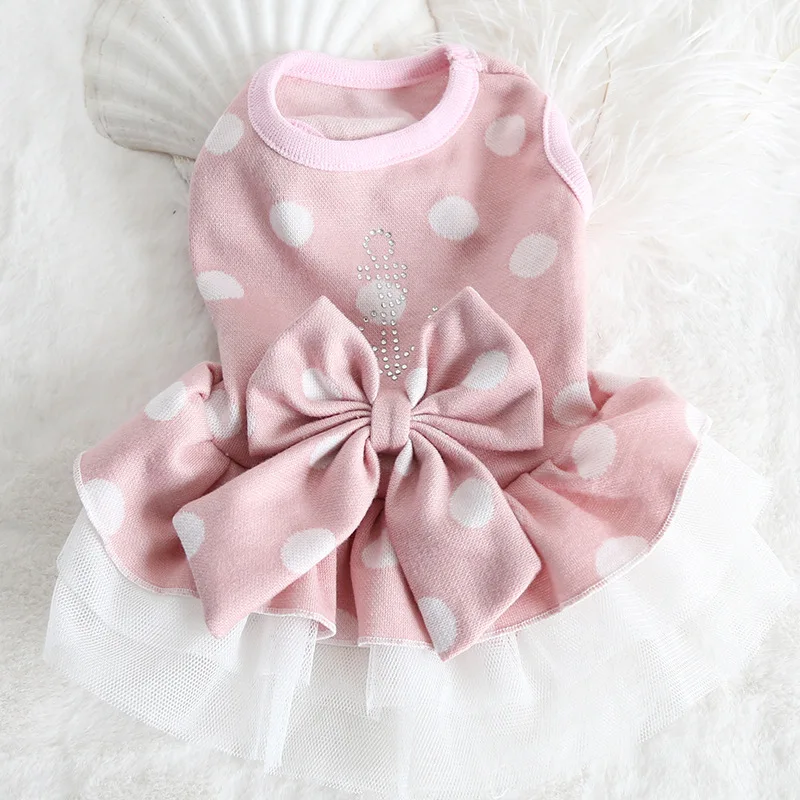 

Bleading Bow Lace Dot Pink Pet Dog Clothes Summer Dress Dog Vest Cat Dress Dog Dress Floral Pet Dress Clothing Puppy Chihuahua