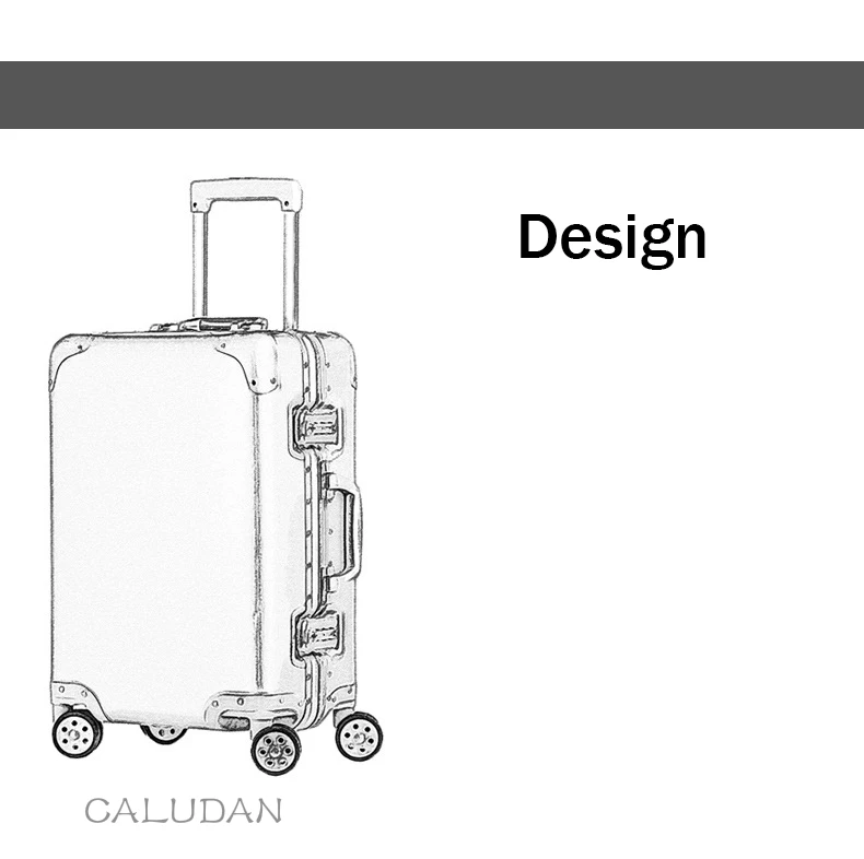 CALUDAN 2" 24" 2" 29 дюймов Спиннер алюминиевый дорожный костюм чехол Роскошный бренд чехол на колесиках для багажа на колесиках