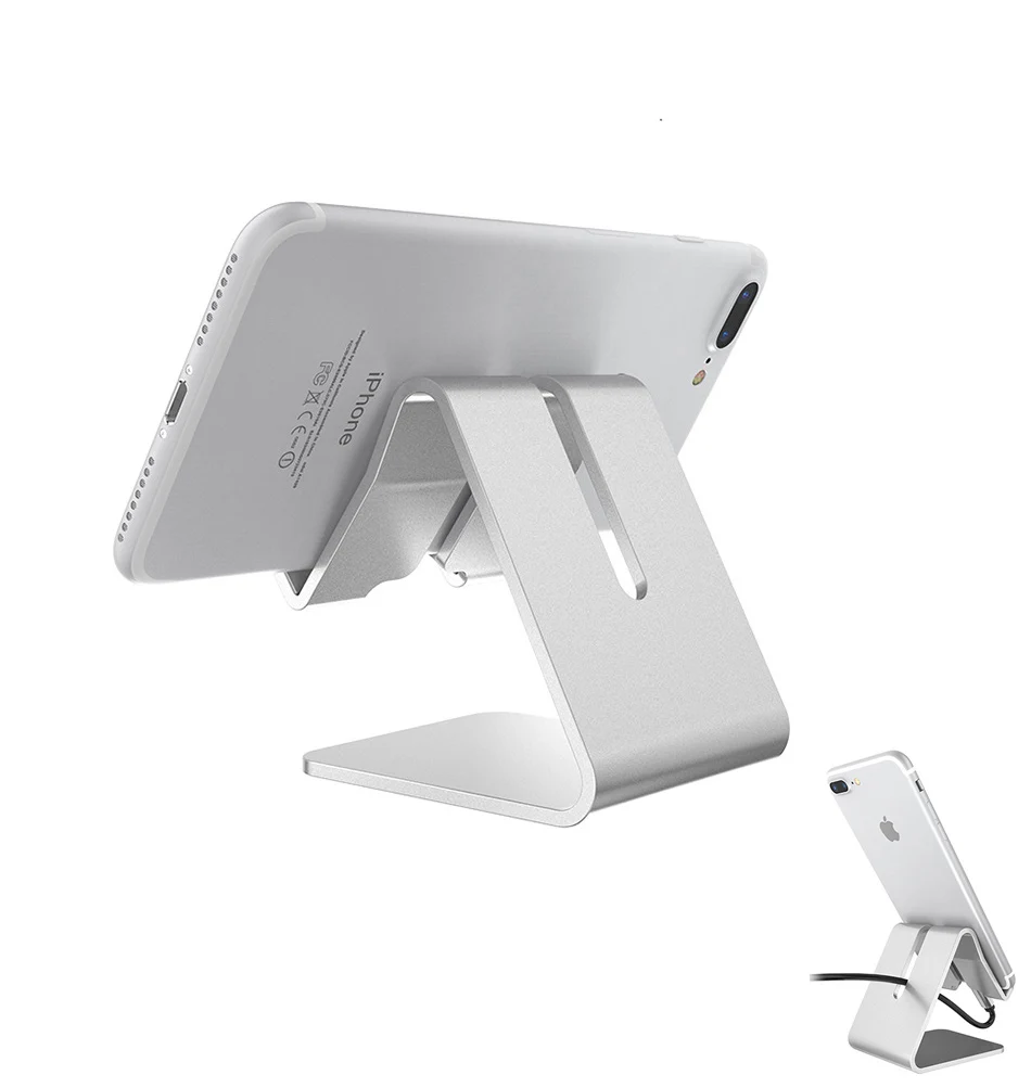 

Universal Desk Holder Tablet Mobile Phone Holder with Shock-proof Silicone Pad Metal Cell Phone Holder Stand Mount