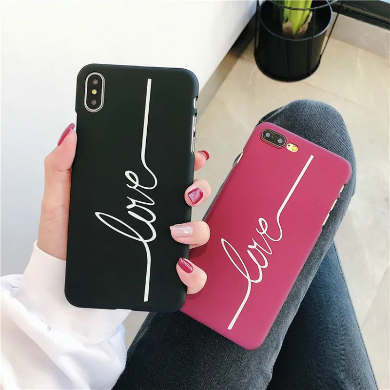 

Mobile phone case simple vertical bar English letters for iphone xs max XR X mobile phone shell frosted half pack For iphone7/8