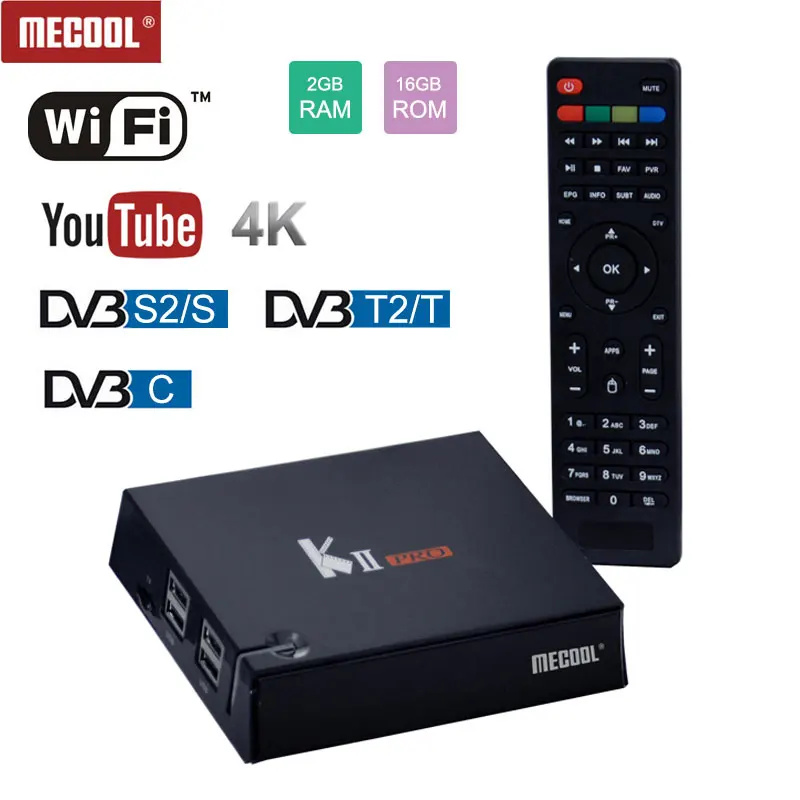 

MECOOL KII PRO Amlogic S905D Quad Core Android 7.1.1 DVB-S2/S DVB-T2/T DVB-C 2gb 16gb 2.4/5G wifi BT4.0 4K 1080PHD set top box