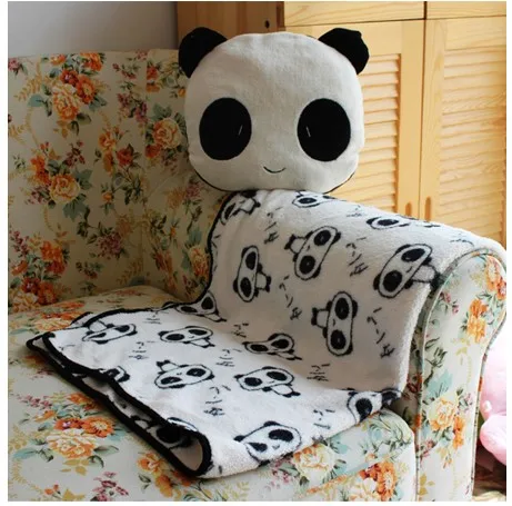 

Aeruiy cute soft plush cartoon animal panda pillow with a warm blanket inside, creative Christmas and Valentine gift for girls