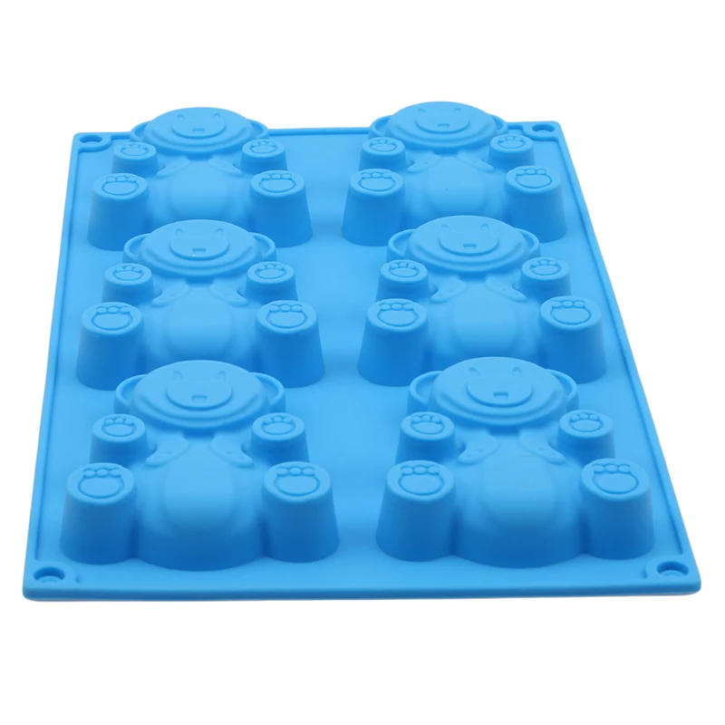 6 Holes Cake Mold Kitchen Baking Tools Silicone For DIY Handmade Fondant 3D Lovely Bear Shape Chocolate 994418 | Дом и сад