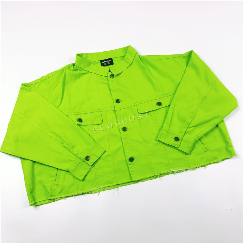 

Streetwear Cut Off Distressing Twill Jacket Hip hop Oversize Raglan Jackets