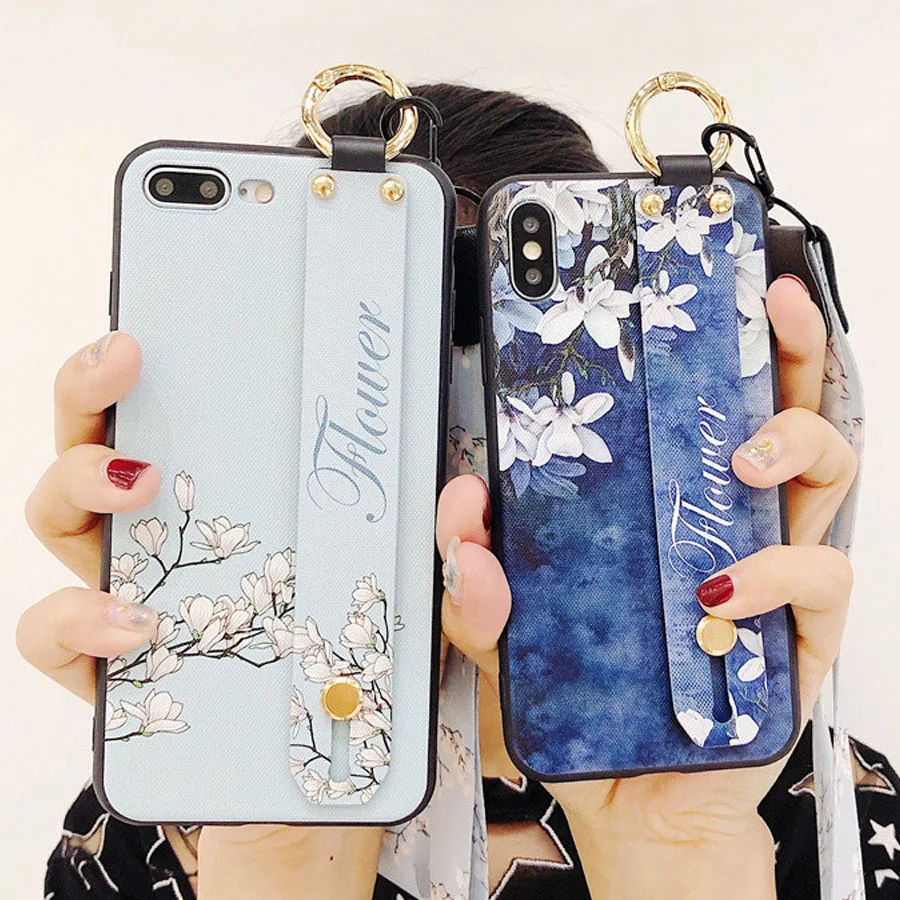 100pcs/lot Luxury Lanyard Wristband Phone Cases for iphone X Case 8 7