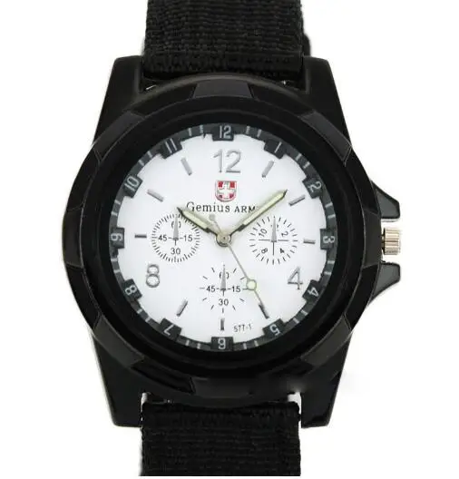 Мужские часы с нейлоновым ремешком, военные часы Gemius Army, высококачественные кварцевые мужские спортивные часы, повседневные наручные часы - Цвет: black white