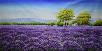 

Hand Painted Flower Oil Painting on Canvas Beautiful Wall Painting Flower Lavender Field Scenery Wall Art Picture for Home Decor