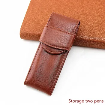 

1Piece Black/coffee Fountain Pen Pouch PU Leather Pencil Fountain Pen Storage Case Pouchs Bag Holder Durable For 2 Pens