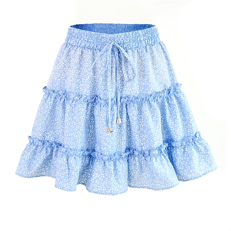 Юбка женская летняя Новая Мода Bohe новая высокая талия печать гофрированные пляжные короткие плиссированные 2XL женские мини-юбки юбка с цветочным рисунком