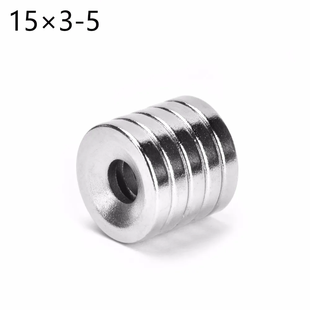 

1pcs 15 x 3 mm Hole: 5mm Super Strong Round Neodymium Countersunk Ring Magnets 15x3 Rare Earth N35 15*3-5