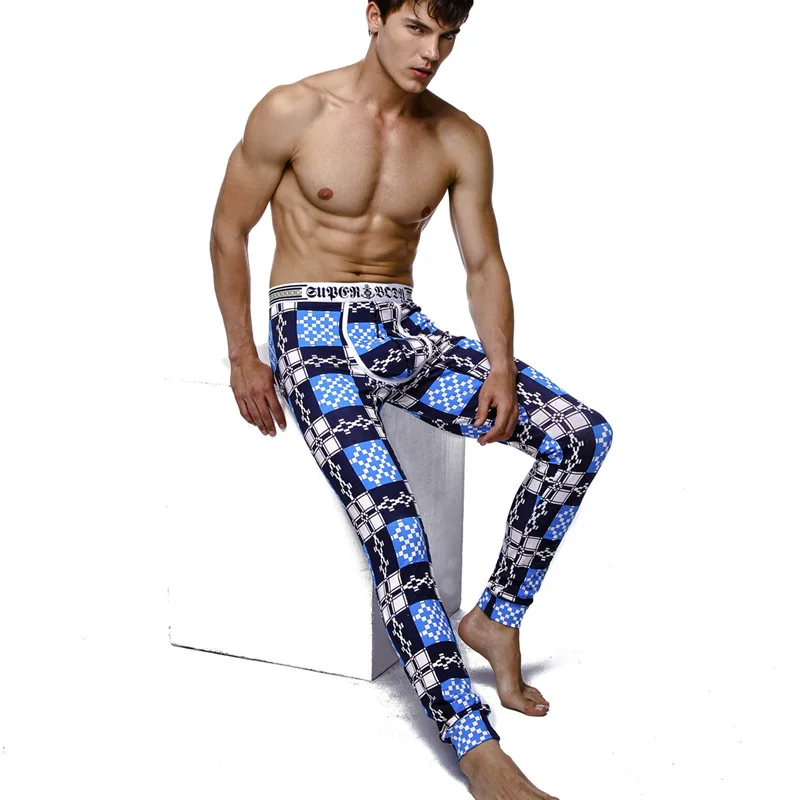 best mens long underwear Men's Wholesale Printing Cotton U Convex Design Long Johns Leggings Home Furnishing Modal Warm Pants long johns pants