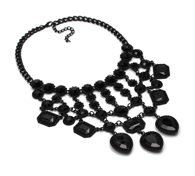 2016 Z design wholesale fashion necklace Europe costume chunky crystal choker tassel bib pendantNecklace statement jewelryNHJJ0156