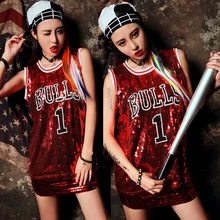 Производительность джаз танец хип-хоп Уличный танцевальный костюм Баскетбол ребенок черлидинг представление блесток Футболка короткий рукав Топ