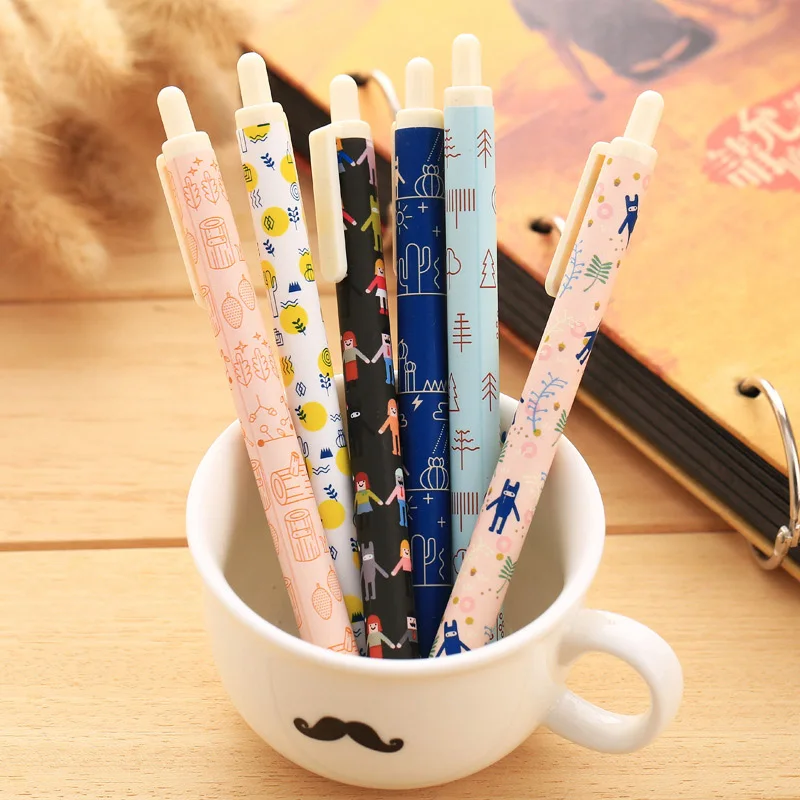 

Cute Creative Printing Design Neutral Pen Fresh New Press Pattern Gel Pens Promotional Office School Stationery Student Gift