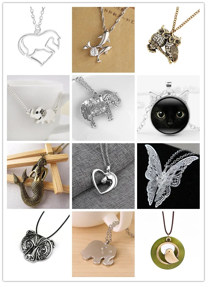 Animal Pendant Necklaces For Women Elephant Cat Fish Bird Pendant Fashion Jewelry 2019 HOT