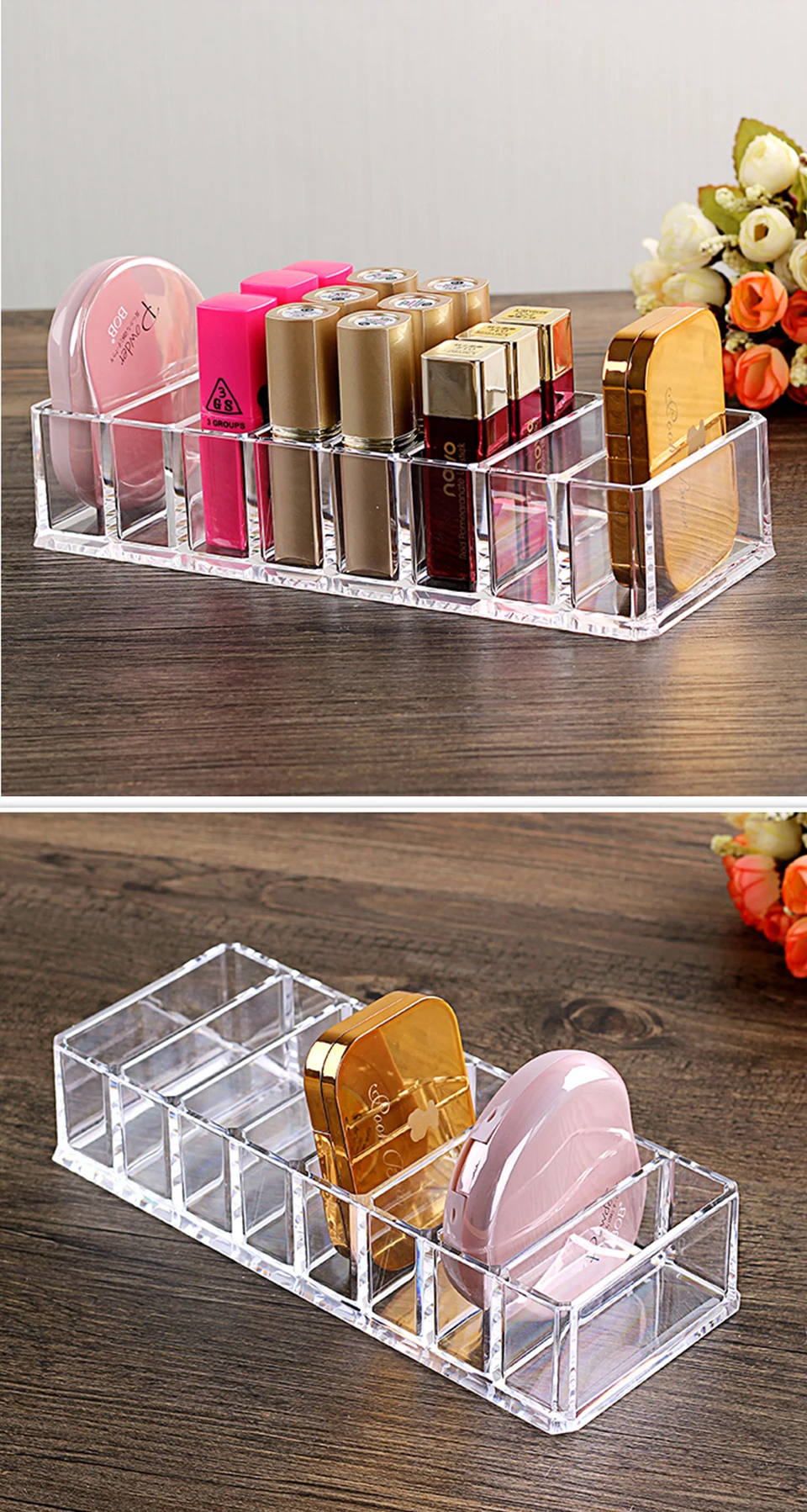 Transparent Clear Acrylic Makeup Organizer Storage Box Case Lipstick Cosmetic Jewelry Brushes Holder Plastic Make Up Organizers _05