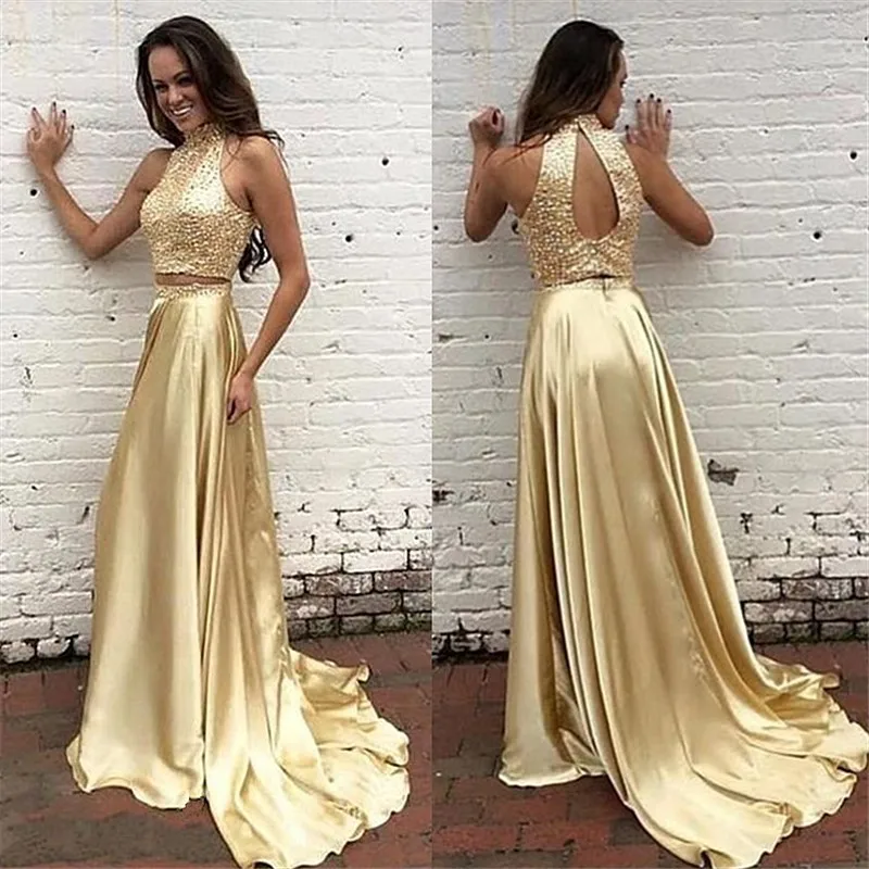 gold fitted evening gown