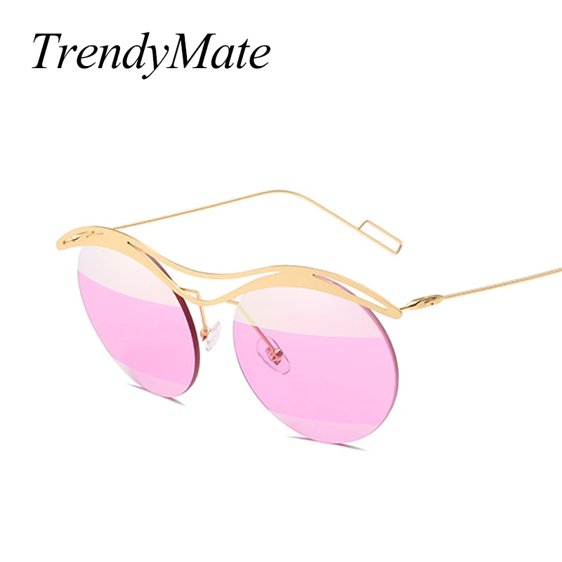 

Brand Designer Women Round Sunglasses Men Fashion Vintage Metal Frame Ocean Sun Glasses Shade Pink Tinted Eyewear UV400 1495T