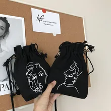 Повседневная Корейская женская сумка на шнурке, сумка для мобильного телефона, модная простая мультяшная сумка почтальонка, холщовые новые сумки хараджуку