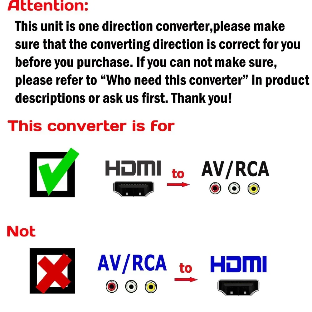 Преобразователь Aikexin HDMI AV RCA 1080p HDTV в Композитный Аудио Видео CVBS адаптер