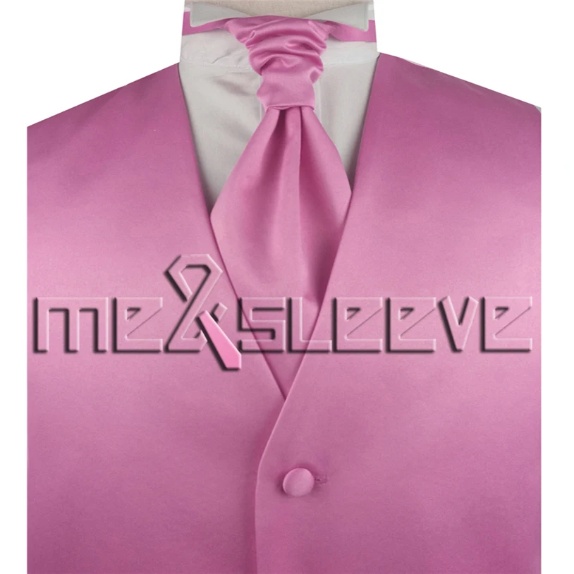 

Men's plain light pink waistcoat for wedding dresses(vest+ascot tie+cufflinks+handkerchief)