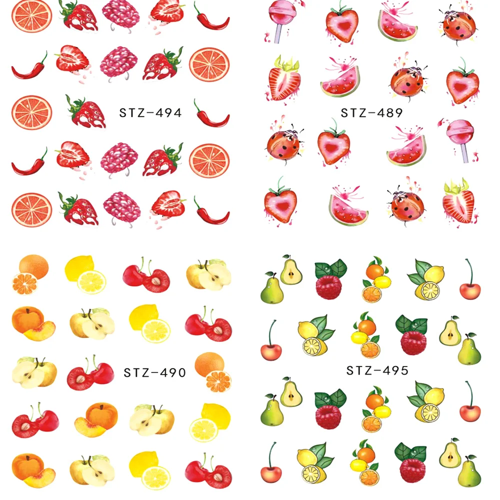 1x Frutta Serie Decal anie Acqua Colorata Torta Fragola Anguria Arancio Banana Estate Decal anie Del Chiodo Decorazioni di Arte TRSTZ489 500 in 1x