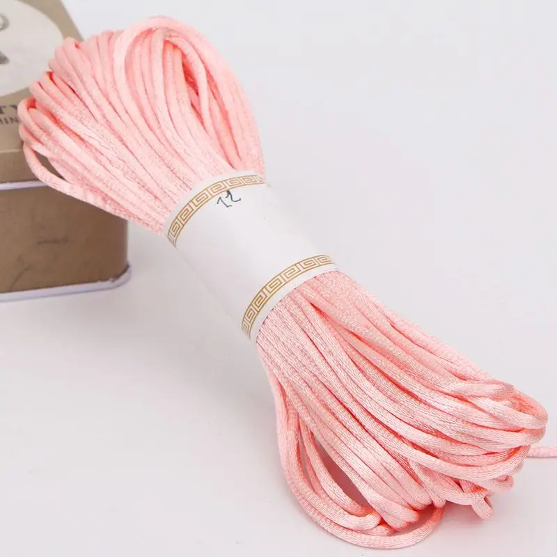 20 м/рулон цветной полиэфирной веревка для набора «сделай сам» Китайские узелковые плетеные шнуры для свадебной вечеринки домашние тканые декоративные шнуры материалы ручной работы 2,51 мм - Цвет: Pink