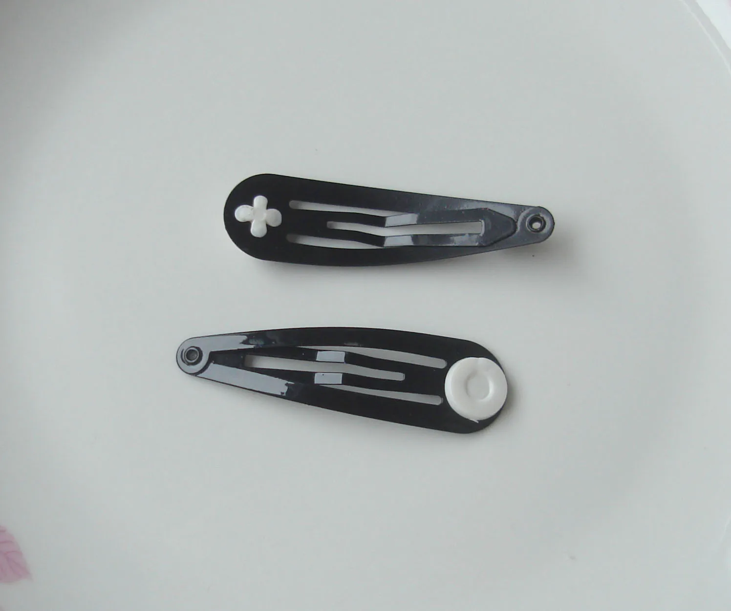 

50PCS 5.0cm 2.0" black plain Metal Snap Clips with white gluing pads at nickle free and lead free,hair clips pins for bows