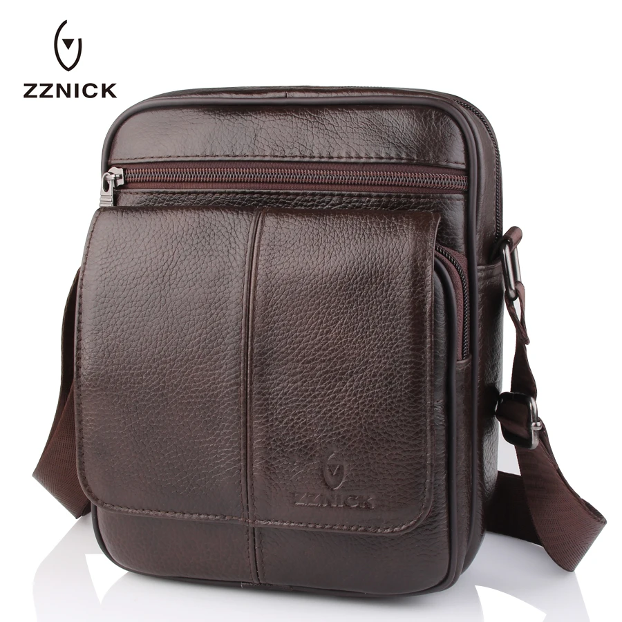 ZZNICK 2019 جديد الرجال حقيبة كتف صغيرة جلود الأبقار الأصلية حقيبة ساع للرجال عارضة صغيرة Crossbody حقيبة السفر أكياس