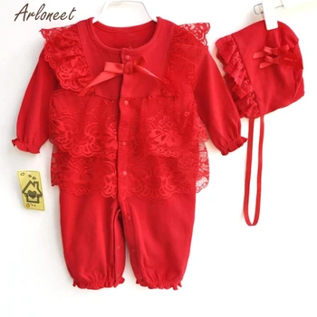 

2017 FASHIONNewborn Infant Baby Kids Girls Cap Hat+Lace Romper Jumpsuit Clothing Set Outfit Baby Sets 7.23