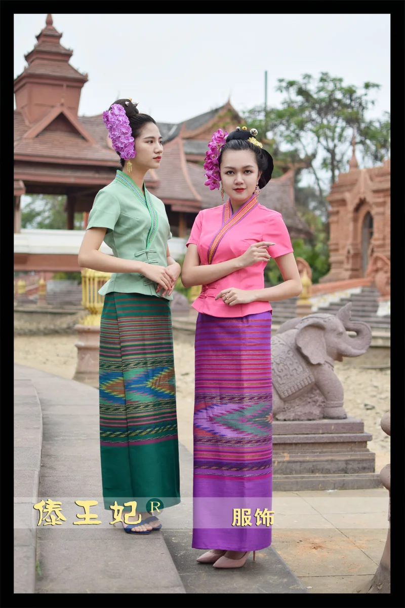 Тайланд дай традиционная одежда женские костюмы куртка+ юбка весна-лето с коротким рукавом уникальный костюм Праздничная униформа