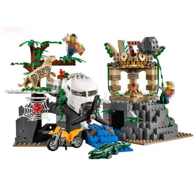 

LEPIN 02061 870pcs City Jungle Exploration Site Figure 60161 Building Blocks Bricks Sets Collection Toys for Children Birthday