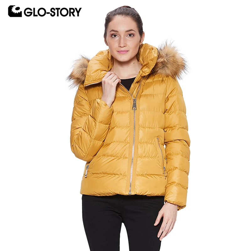 GLO STORY 2018 Для женщин зимние куртки с меховым капюшоном пальто на молнии женские