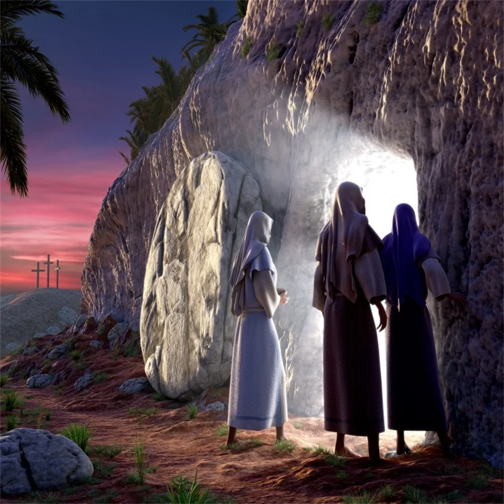 Laeacco Christian Christ Jesus Risen Cave Scene Customized Thin ...
