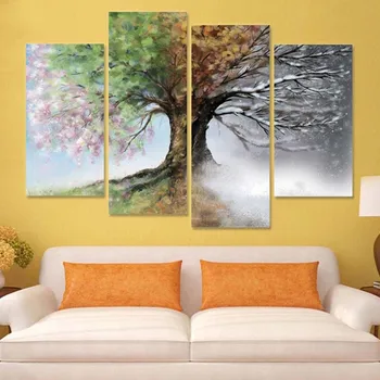 

diamond painting 4 pcs full square cross-stitch 3d pictures diamond embroidery Four Season Tree diamond mosaic home Decoration