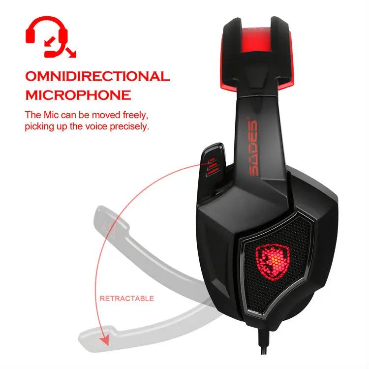 SADES Spirit Wolf 7.1 Surround Sound Stereo USB Gaming Headphone with Mic Breathing LED Light For PC Gamers Black BLUE AND RED (9)