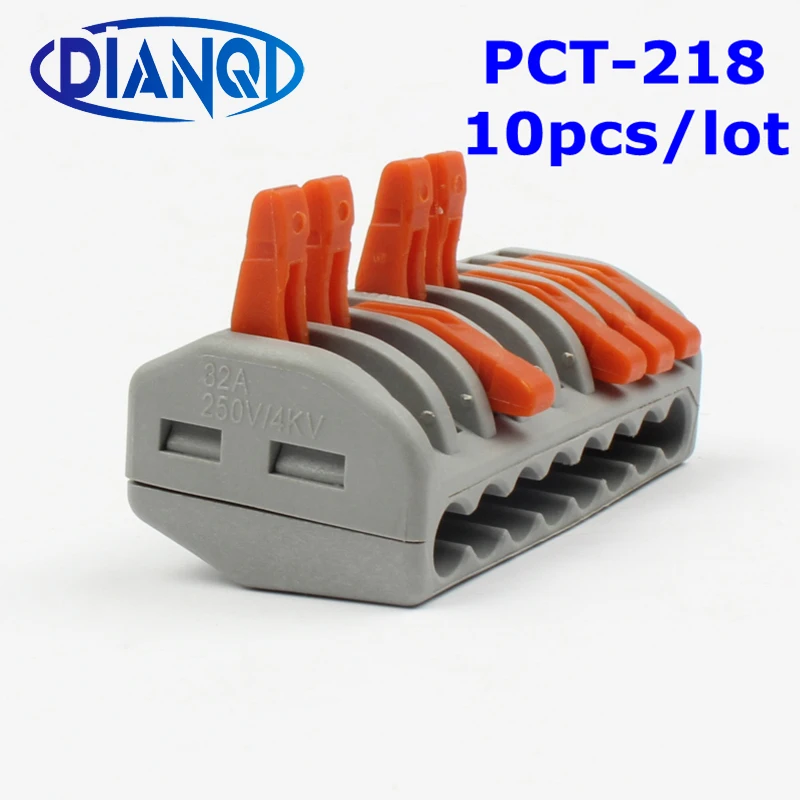 10 шт. PCT-218 PCT218 222-418 Универсальный компактный провод разъем проводки инструменты для наращивания волос 8 булавки проводник клеммный блок с