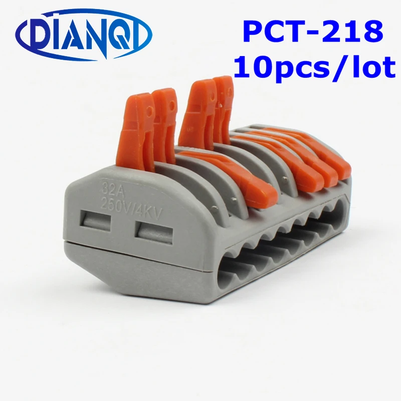 

10pcs PCT-218 PCT218 222-418 Universal Compact Wire Wiring Connector Connectors 8 pin Conductor Terminal Block With Lever