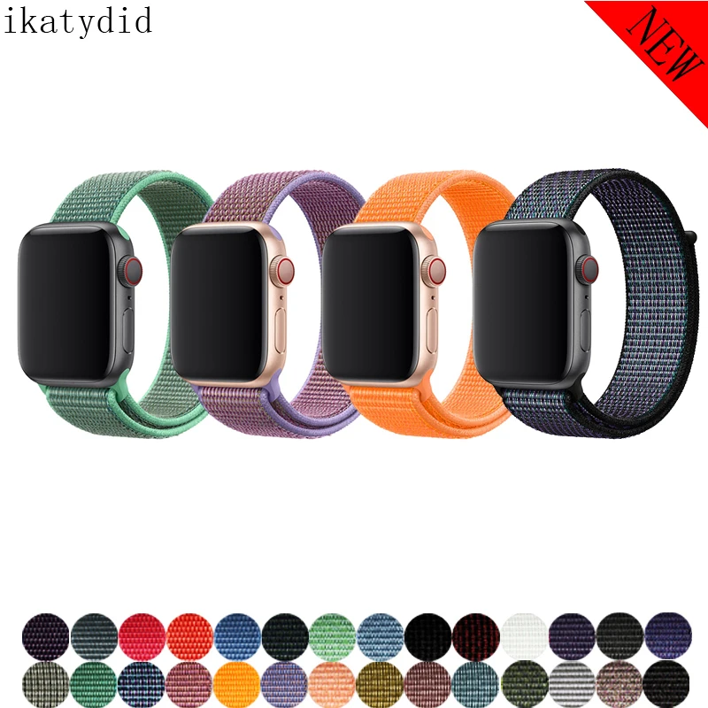 Спортивная петля ремешок для apple watch band 44 мм 42 нейлоновый переплет мягкий браслет